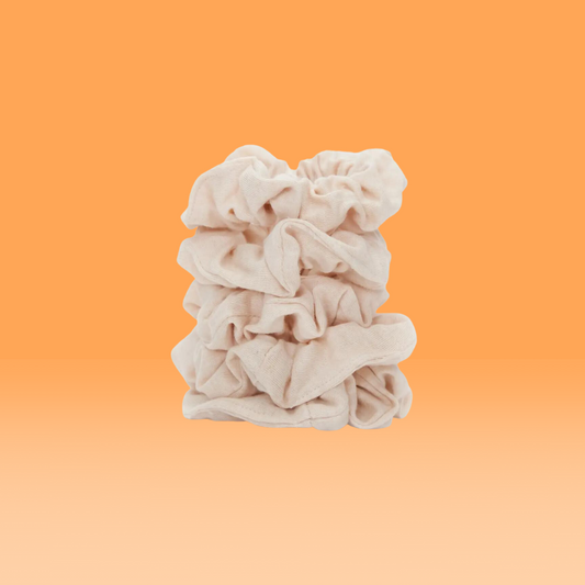organic cotton knit scrunchies | cream